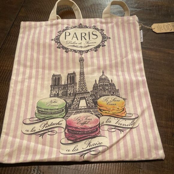 Paris Print Pink and white Tote Bag Macarons - Picture 5 of 5